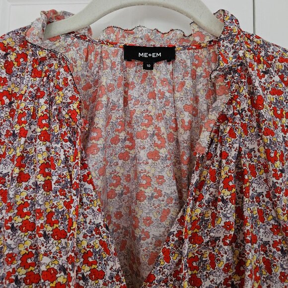 ME+EM Floral Peasant Blouse with Flutter Sleeves Size 10 - Picture 2 of 10